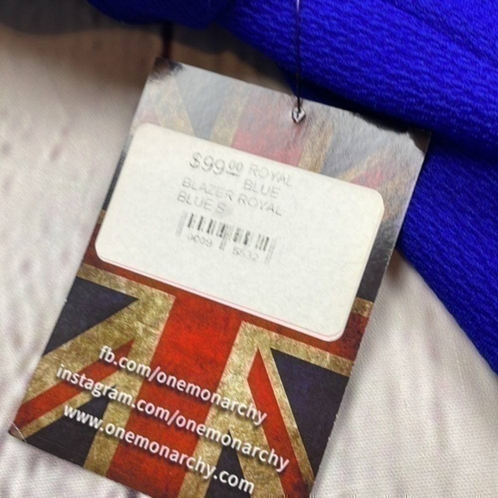 NWT Royal blue blazer with gray chain fringe small One Monarchy - Picture 8 of 8